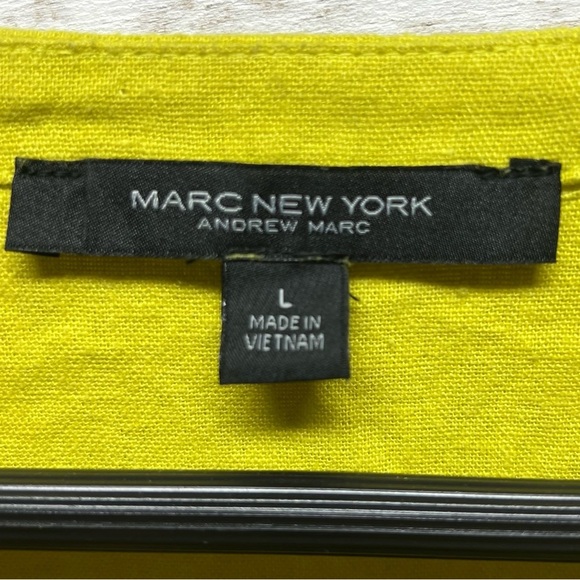 Marc New York Top Womens Large Yellow Linen Blend Full Zip Drawstring - Picture 5 of 8